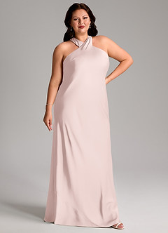 Azazie Doretta Vestidos de madrinha de casamento Vestido Rosa Corado de Cetim elástico de sereia com Plissado image9