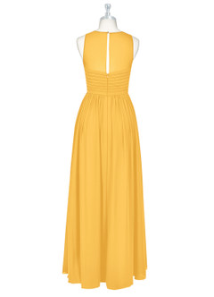 Azazie Nina Bridesmaid Dresses Marigold A-Line Pleated Chiffon Dress image7