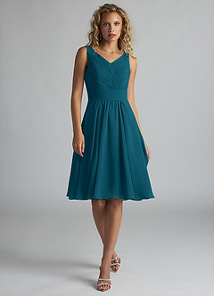 Azazie Grace Brautjungfernkleider A-Linie Plissee Chiffon Kleid Tintenblau image1