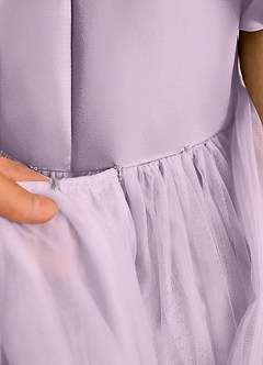 Azazie Cocoa Jurken voor bloemenmeisjes Baljurk Jurk van Tule Geplooid Frosted Lila image10