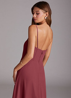Azazie Wren Bridesmaid Dresses Merlot A-Line Side Slit Chiffon Convertible Dress image8