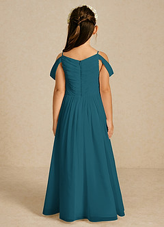 Azazie Chelle Flower Girl Dresses Ink Blue A-Line Pleated Chiffon Dress image2