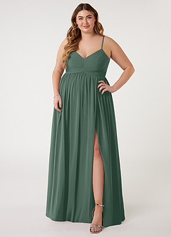 Azazie Alia Bridesmaid Dresses Sea Moss A-Line Pleated Chiffon Dress image6