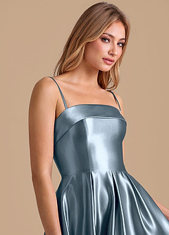 Azazie Lucienne Bridesmaid Dresses Twilight A-Line Pleated Metallic Satin Dress image7