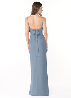 Azazie Mai Bridesmaid Dresses Dusty Blue Sheath Pleated Chiffon Dress image2