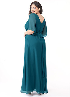 Azazie Cierra Brautjungfernkleider A-Linie V-Hals Chiffon Kleid Tintenblau image12