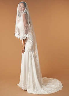 front Alex Lace Chapel Length Veil With Blusher
