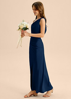 Azazie Madelyn Junior Klä av Tubklänning i Stretch Satin Av axeln image3