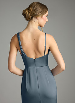 Azazie Samara Robes de demoiselle d'honneur Robe Sirène en Satin extensible Plissée Violet Crépusculaire image6