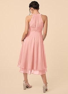 Azazie Linna Junior Rosette A-Line Pleated Chiffon Dress image2