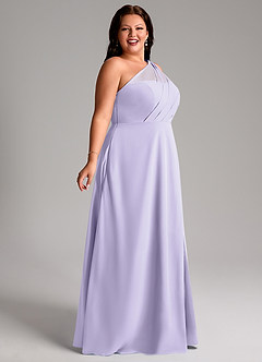 Azazie Phaedra Bridesmaid Dresses Lilac A-Line One Shoulder Chiffon Dress image9