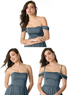 Azazie Morana Bridesmaid Dresses Twilight A-Line Off the Shoulder Stretch Satin Convertible Dress image10