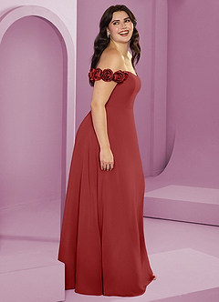 Barbie ♥ Azazie Robes de demoiselle d'honneur Robe Trapèze Convertible en Mousseline de soie Épaule décolletée Rouille image15