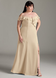 Azazie Sophie Jurken voor bruidsmeisjes Converteerbaar Jurk van Chiffon met A-Lijn Off the Shoulder Champagne image10