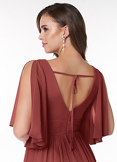 Azazie Temeka Bridesmaid Dresses Terracotta A-Line Ruched Chiffon Dress image5