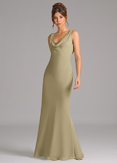 Azazie Rylina Bridesmaid Dresses Moss Green Mermaid Pleated Chiffon Dress image5