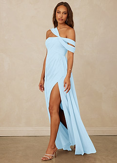 Christian Siriano Bridal for Azazie 1014 Bridesmaid Dresses Sky Blue A-Line Off the Shoulder Chiffon Dress image8
