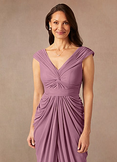 Azazie Lisolette Mother of the Bride Dresses Vintage Mauve Sheath Pleated Mesh Dress image6