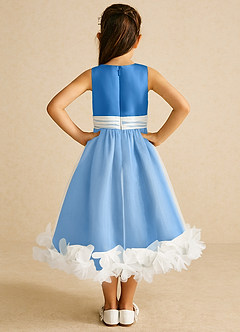 Azazie Stardust Flower Girl Dresses Blue Jay A-Line Sleeveless Organza Dress image4