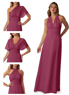 Azazie Fifi Bridesmaid Dresses Mulberry A-Line Strapless Chiffon Convertible Dress image7