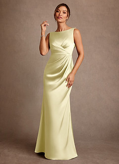 Azazie Baltimore 신부의 어머니 드레스 A라인 주름진 스트레치 새틴 플로어 길이 드레스 image1