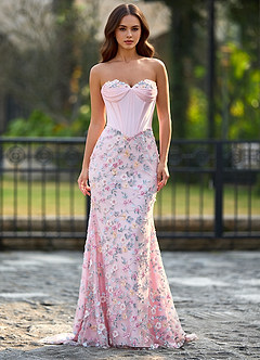 Maeve Blushing Pink 3D Flower Prom Dress image3