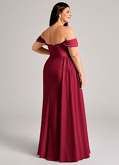 Azazie Amyra Jurken voor bruidsmeisjes Converteerbaar Jurk van Chiffon met Kolom Off the Shoulder Bourgondië image14