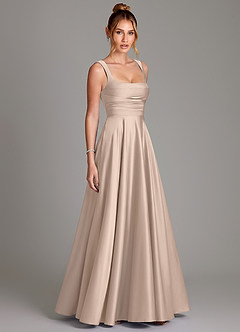 Azazie Azaria Brautjungfernkleider A-Linie Korsett Stretch-Satin Kleid Englisches Rosa image4
