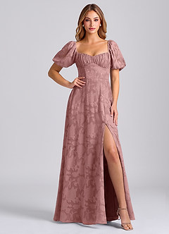 Azazie Mirian Suknie dla druhen Linia A Dekolt w kształcie serca Kwiatowe wypalenie Do ziemi Sukienka image5