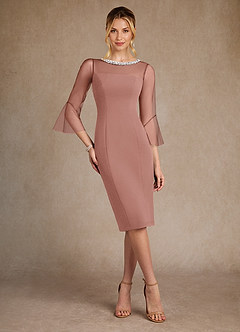 Azazie Bellevue Mother of the Bride Dresses Dusty Rose Sheath Beaded Stretch Crepe Dress image4