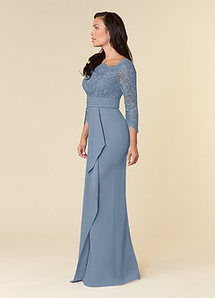 Azazie Bernadine Mother of the Bride Dresses Dusty Blue Sheath Lace Dress image2