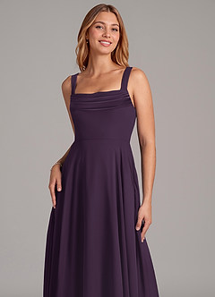 Azazie Shaude Bridesmaid Dresses Plum A-Line Pleated Chiffon Dress image5