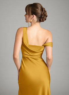 Azazie Madelyn Bridesmaid Dresses Butterscotch Mermaid One Shoulder Stretch Satin Convertible Dress image7