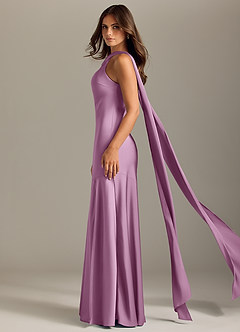Azazie Kinsley Bridesmaid Dresses Wisteria Mermaid Side Slit Stretch Satin Dress image4