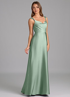 Azazie Beatrice Bridesmaid Dresses Agave A-Line Sweetheart Neckline Stretch Satin Dress image5