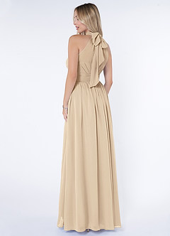 Azazie Iman Bridesmaid Dresses Champagne A-Line A-Line Ruched Chiffon Dress image5