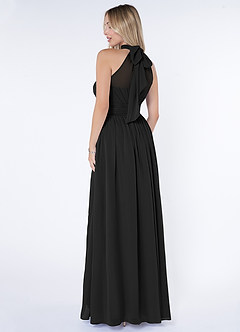 Azazie Iman Bridesmaid Dresses Black A-Line A-Line Ruched Chiffon Dress image9