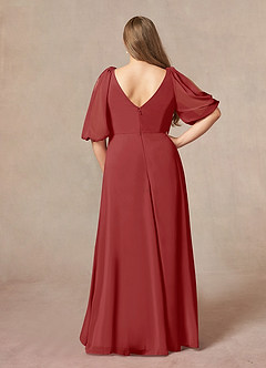 Azazie Bronwyn Kleider für die Brautmutter A-Linie V-Hals Gerüscht Chiffon Kleid Rost image7