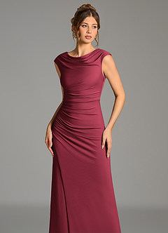 Azazie Chantal Robes de demoiselle d'honneur Robe Sirène en Jersey extensible de qualité supérieure Plissé Bourgogne image4