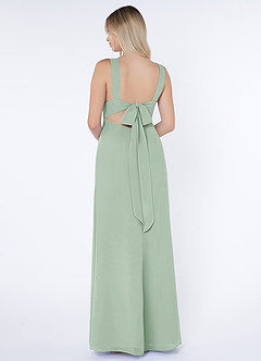 Azazie Christiana Final Sale Agave A-Line V-Neck Pleated Chiffon Dress image3