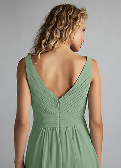Azazie Grace Bridesmaid Dresses Matcha A-Line Pleated Chiffon Dress image6