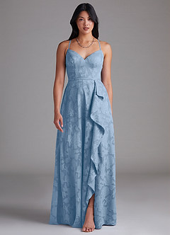 Azazie Naeem Bridesmaid Dresses Powder Blue A-Line Sweetheart Neckline Floral Burnout Dress image1