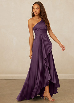 Christian Siriano Bridal for Azazie 1008 Robes de demoiselle d'honneur Robe Trapèze en Satin extensible Ue épaule Prune image4