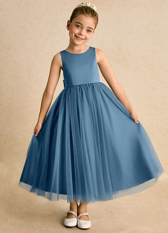 Azazie Solia Flower Girl Dresses Bermuda Ball-Gown Bow Tulle Dress image5