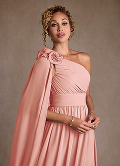 Azazie Lancaster Mère de la mariée Robes Robe Trapèze en Mousseline de soie Ue épaule Rosette image4