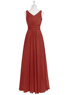 Azazie Pierrette Bridesmaid Dresses Terracotta A-Line Pleated Chiffon Dress image7