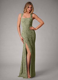 Azazie Luci Bridesmaid Dresses Pistachio Mermaid Pleated Floral Burnout Convertible Dress image1