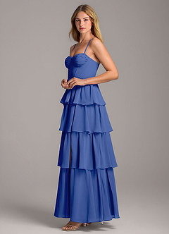 Azazie Alanna Vestidos de damas de honor Vestido de Azul Real de Gasa de Corte en A con Escote de Corazón image6