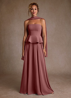 Azazie Josabeth Klänningar till brudens mor Klänning A-Line i Chiffong Plisserad Desert Rose image5