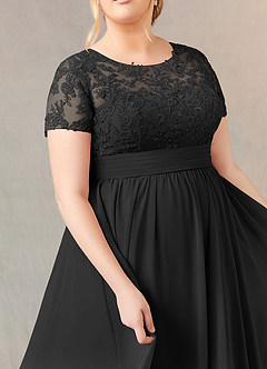 Azazie Annette Mother of the Bride Dresses Black A-Line Lace Chiffon Dress image11
